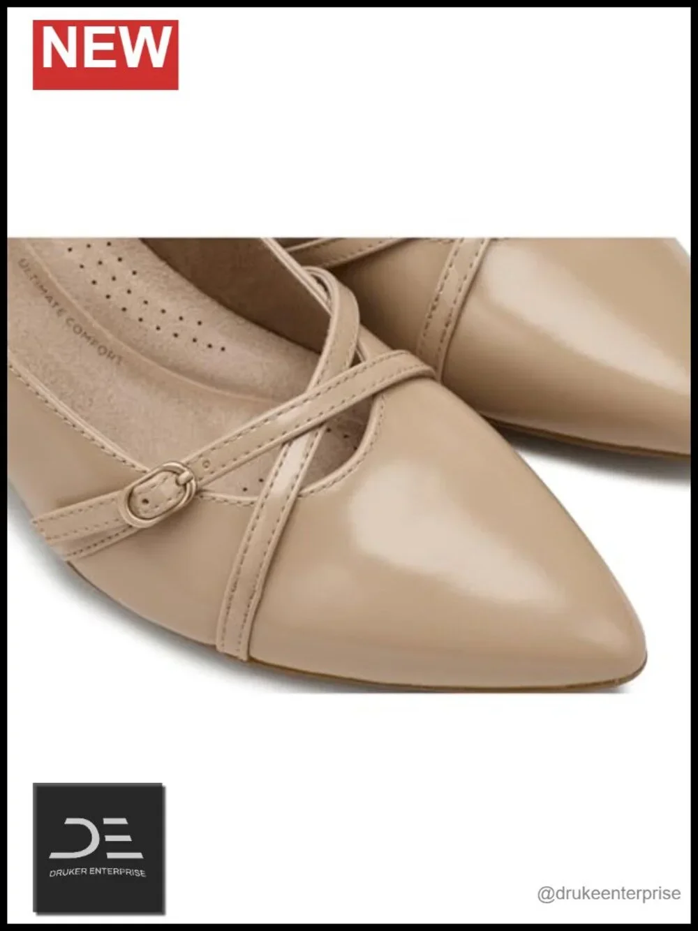 Clarks Women's Leather Kitten Heel Pumps with Buckle Strap